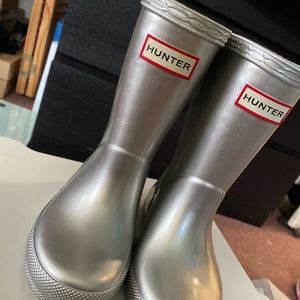 HUNTER BOOTS KIDS, SILVER, NEW SIZE8